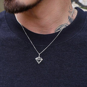 Colar Masculino Diamante Vazado Prata Bravenni